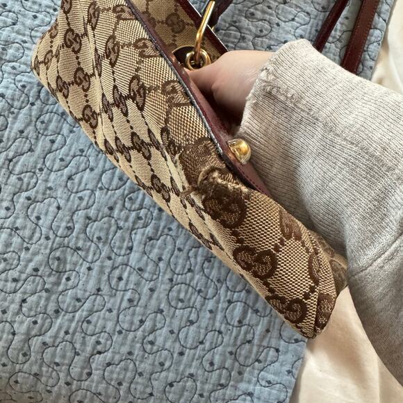 GUCCI Eclipse Small Tote In Canvas Red Designer Logo Bag bucket shoulder - Picture 16 of 16